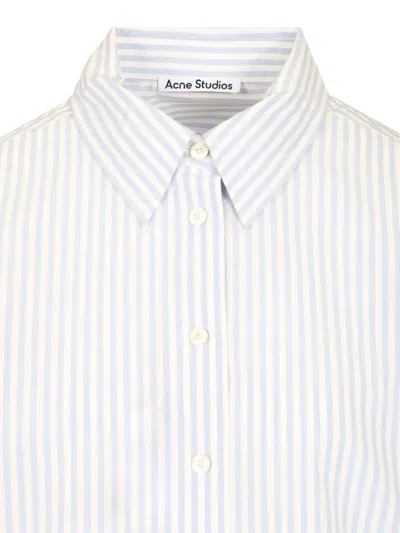 Acne Studios Striped Cropped Shirt In White