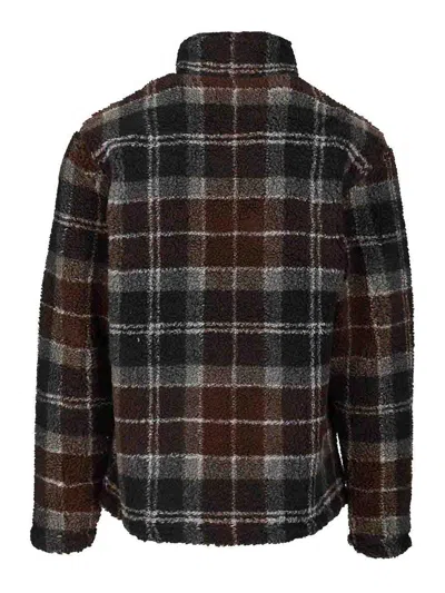 Barbour Tartan Synthetic Fur Fleece High Neck Jacket In Multi