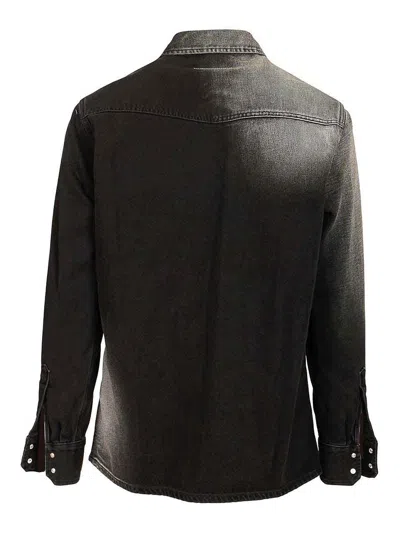 Mm6 Maison Margiela Western Style Denim Shirt Pockets In Black