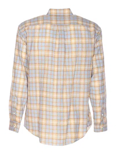 Auralee Long Sleeve Check Pattern Wool Shirt In Brown