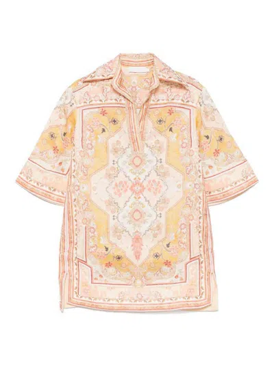 Zimmermann Wylie Printed Linen Tunic In Nude