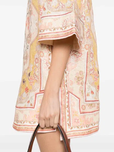 Zimmermann Wylie Printed Linen Tunic In Nude