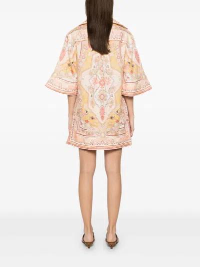 Zimmermann Wylie Printed Linen Tunic In Nude