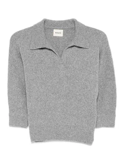 Khaite Herve Cashmere Polo Shirt In Gray