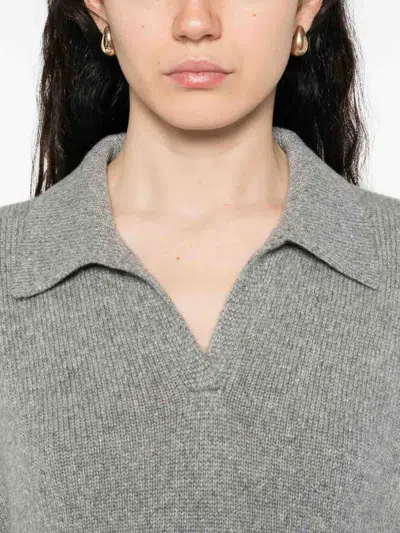Khaite Herve Cashmere Polo Shirt In Gray