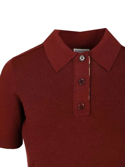 Burberry Lightweight Wool Polo In Burgundy