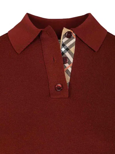 Burberry Lightweight Wool Polo In Burgundy