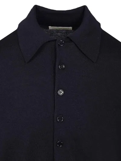 Dries Van Noten Men Long-sleeved Polo Shirt In Blue