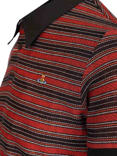 Vivienne Westwood Multicolor Polo Shirt With Orb Decoration On The Chest And All-over Stripes Motif In Cotton Man