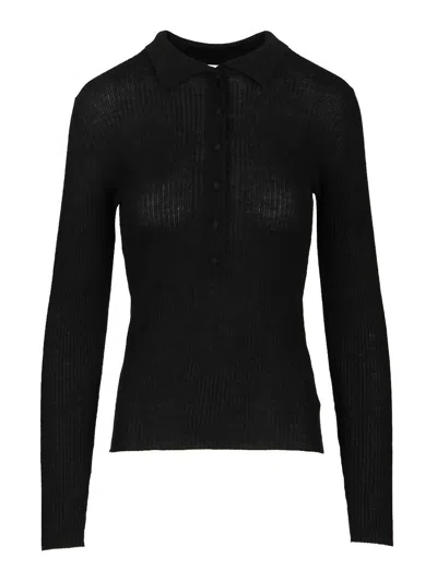Arch4 Ribbed Cashmere Polo Shirt In Black
