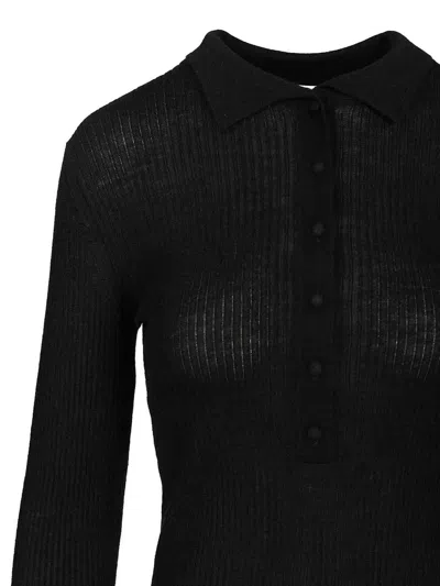 Arch4 Ribbed Cashmere Polo Shirt In Black