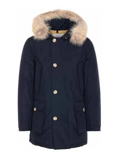 Woolrich Artic Detachable Fur Parka In Blue