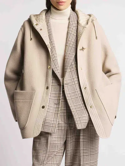 Fay Hooded Jacket With Drawstring And Pockets In Neutral