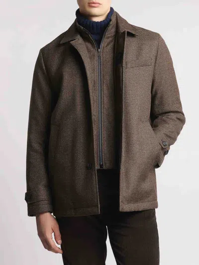 Fay Brown Checked Wool Jacket With Subtle Detailing In Multi