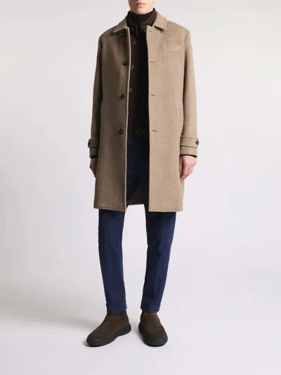 Fay Wool Coat With Hook And Multiple Pockets In Multi