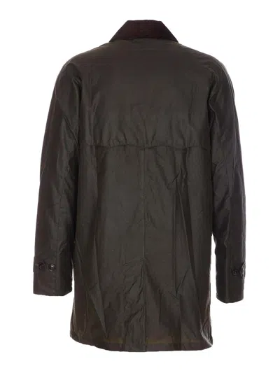 Barbour Waxed Trench Coat And Pockets In Brown