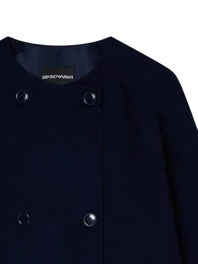 Emporio Armani Wool Coat In Blue