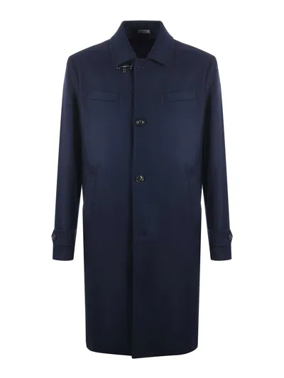Fay Wool And Cashmere Coat In Blue