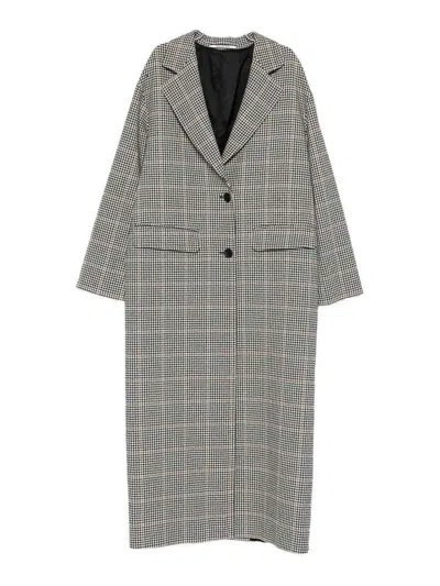 Tagliatore Houndstooth Pattern Wool Coat Pockets In Gray