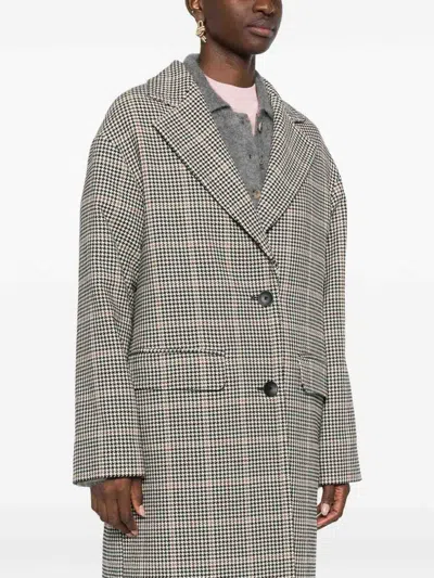 Tagliatore Houndstooth Pattern Wool Coat Pockets In Gray