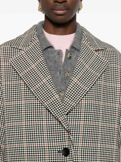 Tagliatore Houndstooth Pattern Wool Coat Pockets In Gray