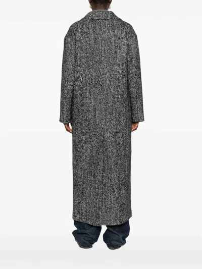 Tagliatore Herringbone Pattern Long Sleeve Coat In Gray