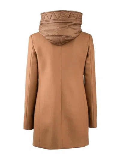 Fay Toggle Coat Db Front Nylon In Brown