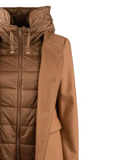 Fay Toggle Coat Db Front Nylon In Brown