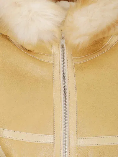 Knwls Hooded Shearling Jacket In Yellow
