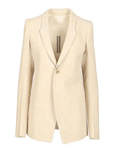 Rick Owens Velvet Blazer In Neutral