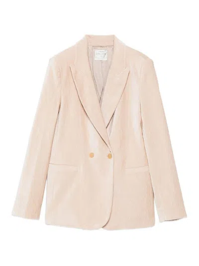 Forte Forte Velvet Double-breasted Jacket In Neutral