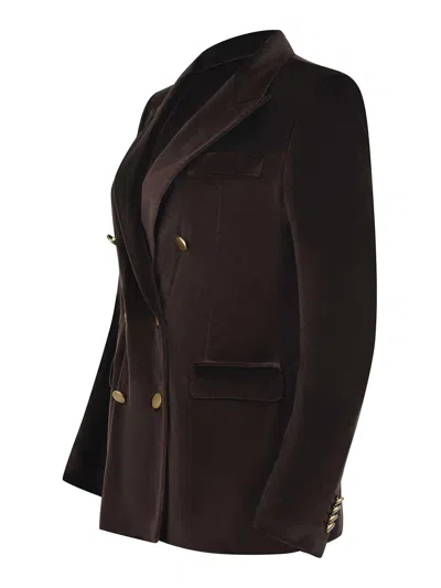 Tagliatore Double-breasted Jacket   In Cotton Blend In Brown