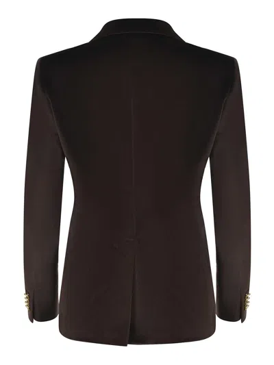 Tagliatore Double-breasted Jacket   In Cotton Blend In Brown