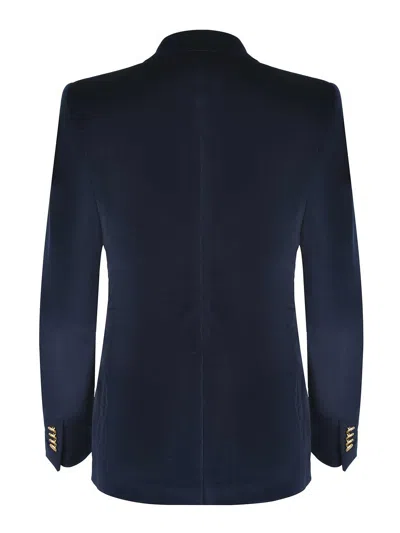 Tagliatore Double-breasted Jacket   In Cotton Blend In Blue