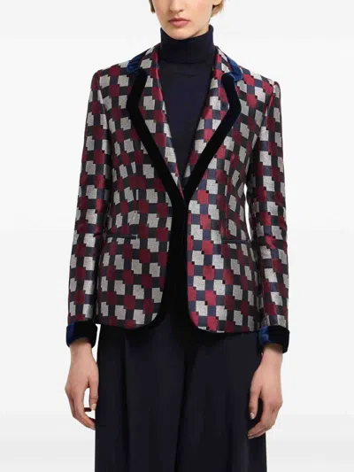 Emporio Armani Pattern-printed Single-breasted Blazer In Multi