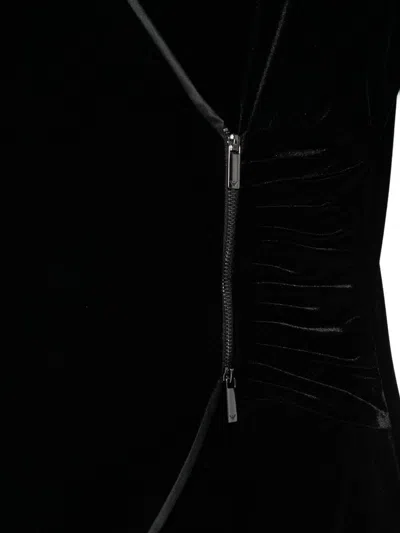 Emporio Armani Asymmetric Velvet Long Sleeve Blazer In Black