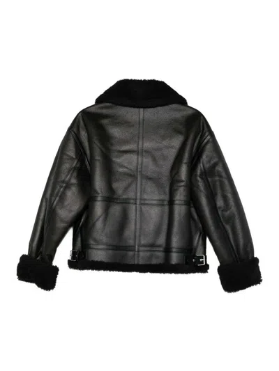 Dunst Faux Leather Shearling Jacket In Black