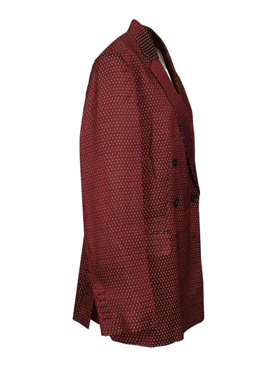 Dries Van Noten Double-breasted Polka Dot Blazer In Red