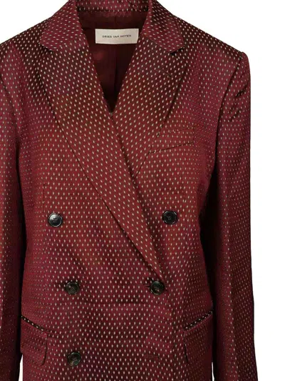 Dries Van Noten Double-breasted Polka Dot Blazer In Red