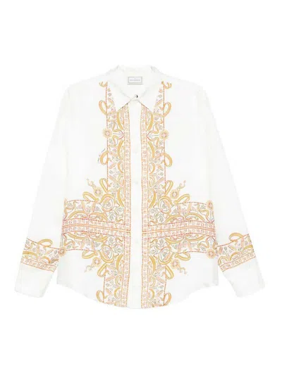 Pierre-louis Mascia Pierre Louis Mascia Embroidered Silk Shirt In White