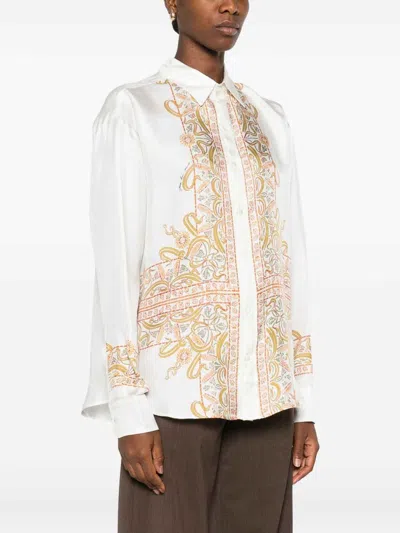 Pierre-louis Mascia Pierre Louis Mascia Embroidered Silk Shirt In White