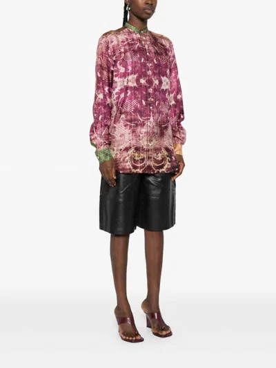 Pierre-louis Mascia Printed Silk Shirt In Purple