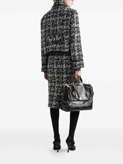 Dolce & Gabbana Wool Blend Tweed Jacket In Gray