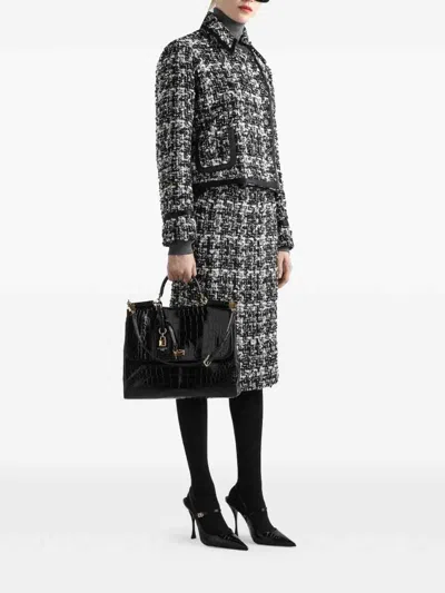 Dolce & Gabbana Wool Blend Tweed Jacket In Gray