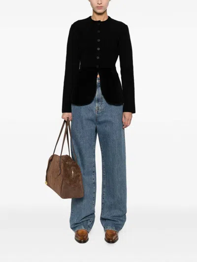 Emporio Armani Buttoned Crewneck Jacket In Multi