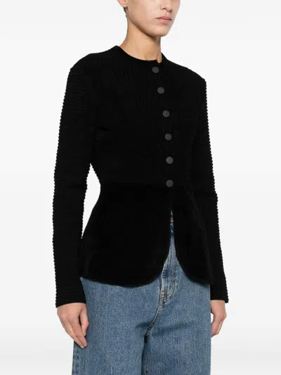 Emporio Armani Buttoned Crewneck Jacket In Multi