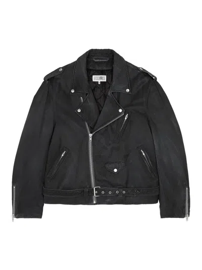Mm6 Maison Margiela Mm6 By Maison Margiela Nylon Biker Jacket With Adjustable Belt And Multiple Pockets In Multi