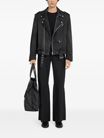 Mm6 Maison Margiela Mm6 By Maison Margiela Nylon Biker Jacket With Adjustable Belt And Multiple Pockets In Multi