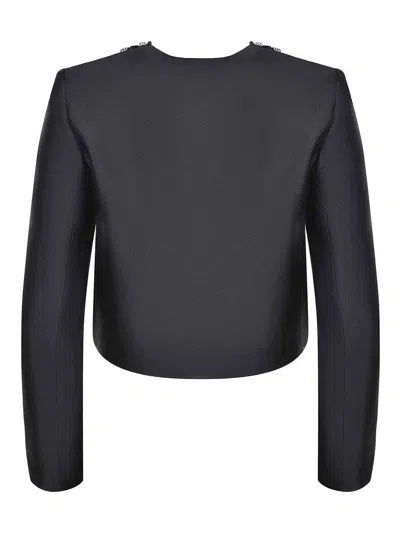 Self-portrait Jacket Made Of  Satin In Black