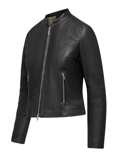 Bomboogie Leather Jacket In Black